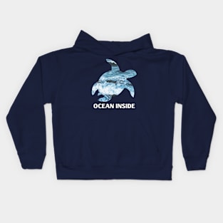 Ocean inside, sea turtle design Kids Hoodie